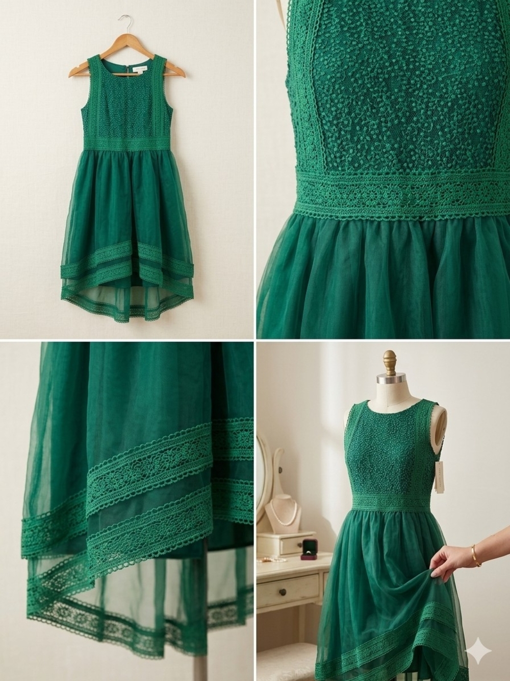 NWT Trish Scully Emerald Girls Sleeveless Emerald Green Party Dress Size 10